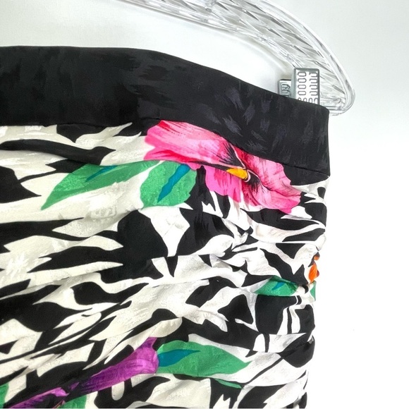 A.J. Bari Vintage 100% Silk Corset Tiered Floral Party Cocktail Dress Size 8 - Picture 5 of 11